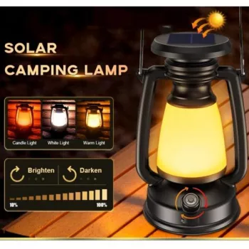 Lanterne De Camping Solaire – 3 Modes – Étanche – Portable – USB