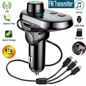 Chargeur De Voiture Multifonction – Bluetooth – Lecteur Mp3 – Transmetteur FM Avec 3 Ports