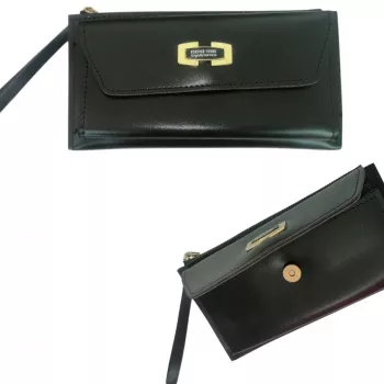 Portefeuille Femme – Cuir Cire Huile – Porte Multi Cartes - Noir