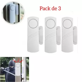 Pack De 3 Capteur D’alarme D’ouverture De Porte et de Fenêtre Sans Fil – Magnétique