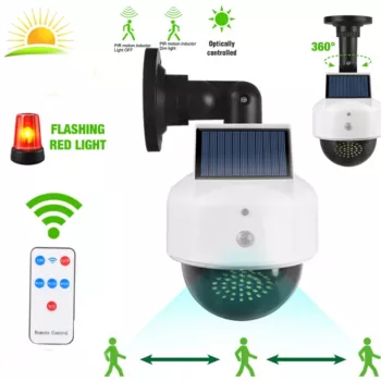 Lampe Solaire avec Détecteur De Mouvement forme Caméra Surveillance et avec Télécommande