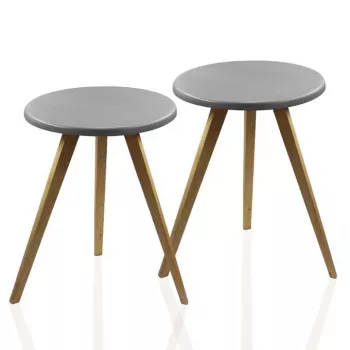 Série De 2 tables basses en bois laqué gris