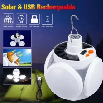 Lampe Solaire En Forme Ballon – Étanche – 5 Modes D’éclairage -Rechargeable – Portable Avec Crochet